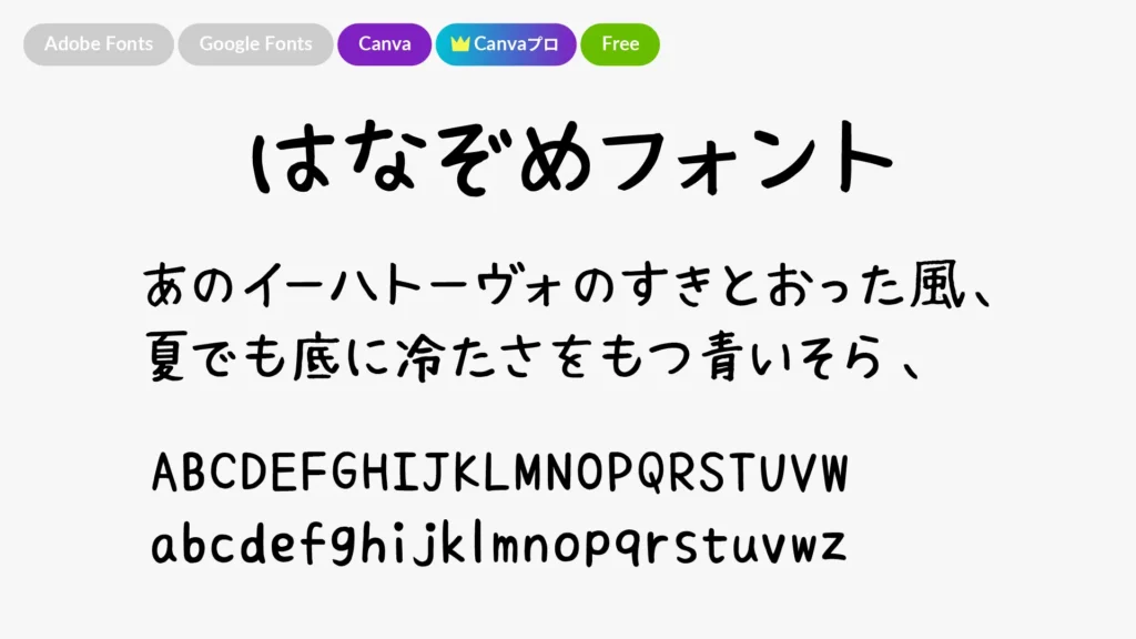 はなぞめフォント