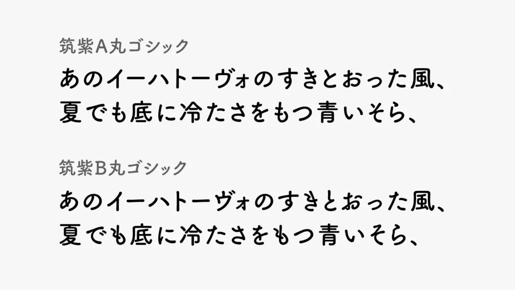 Aの方はスタンダードなフォルム、Bの方はより手書きっぽくクラシックなフォルムになっています
