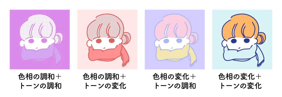 調和と変化の使い分けのイメージ